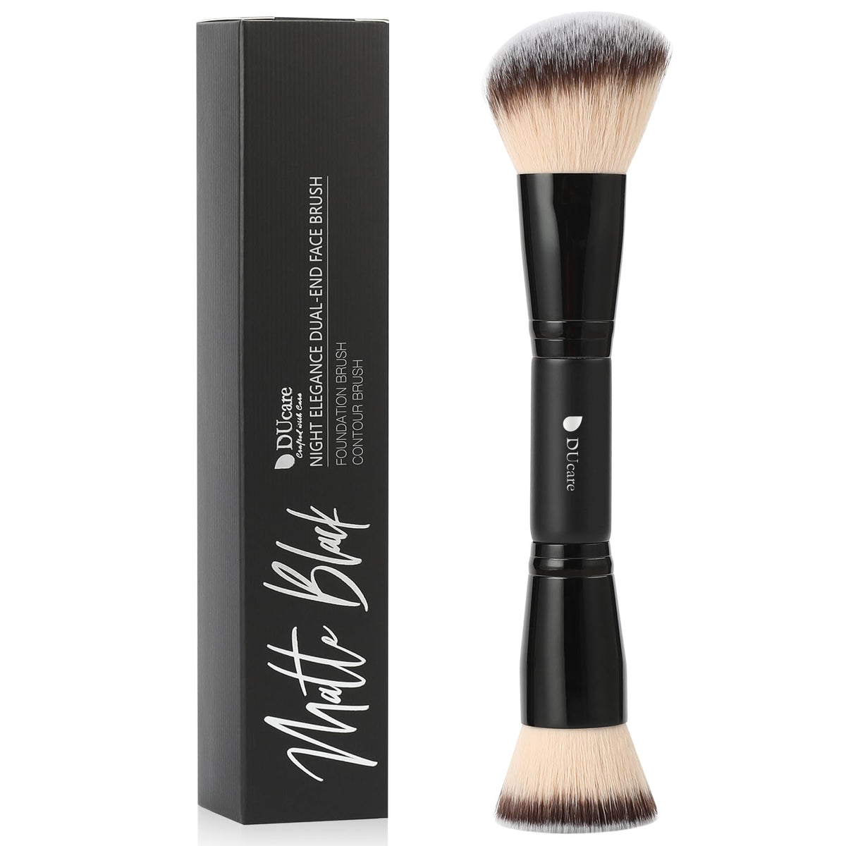 Ducare Double Ended Foundation Brush For Liquid & Powder Makeup - Black