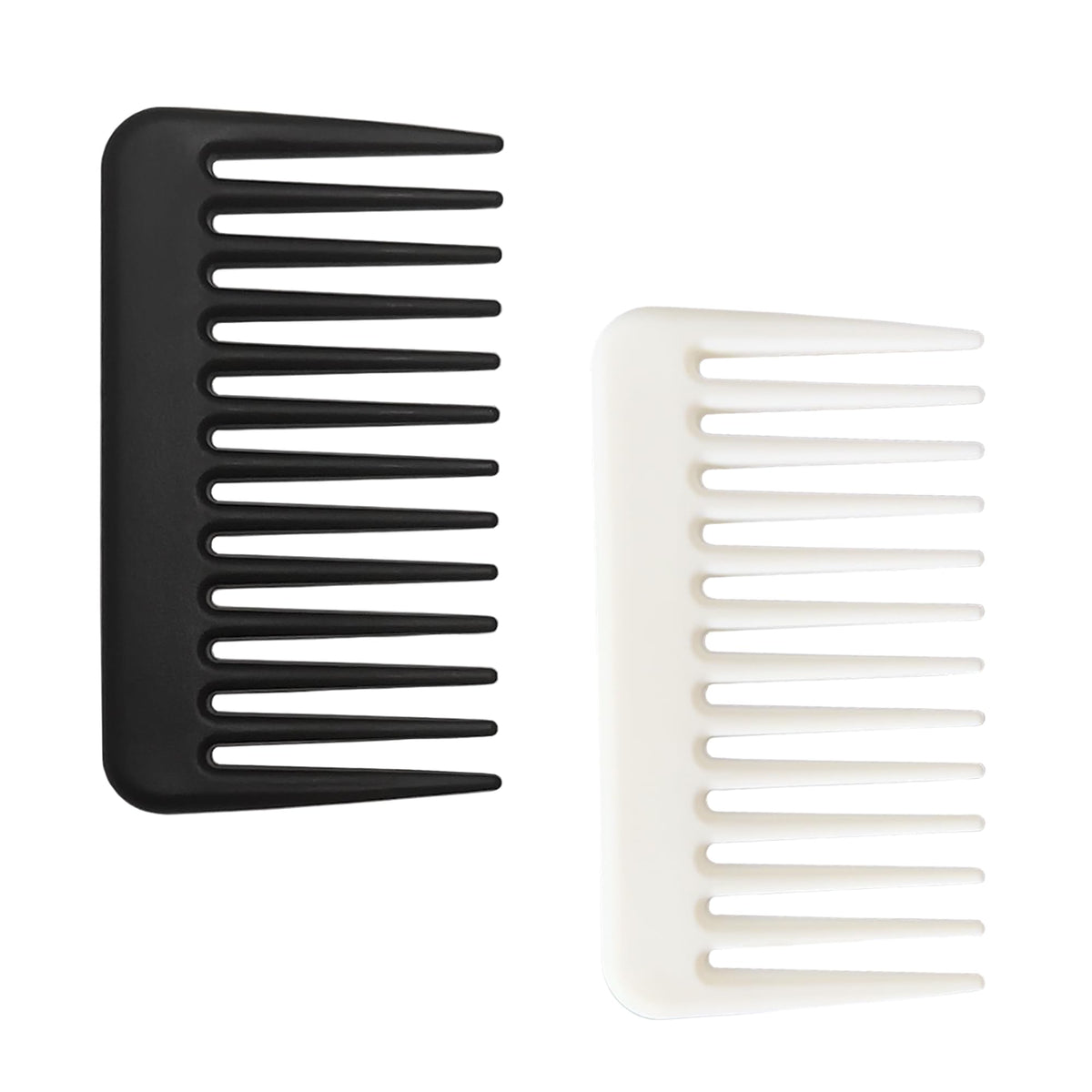 Denlydom Mini Wide Tooth Comb - Travel Hair Detangling & Beard Comb For Curly Hair (Black+White)