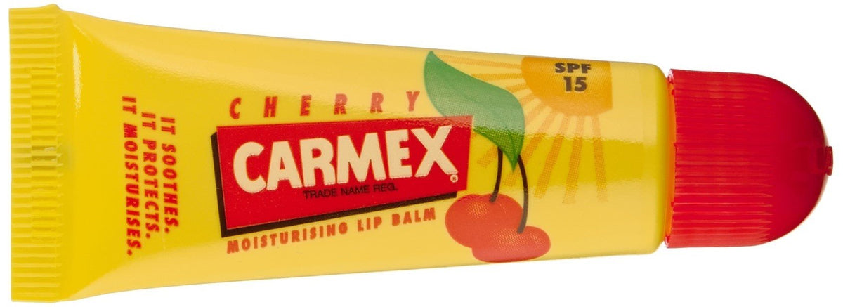 Carmex Cherry Lip Balm Spf 15, 0.35 Oz - Pack Of 12, Moisturizing & Protective