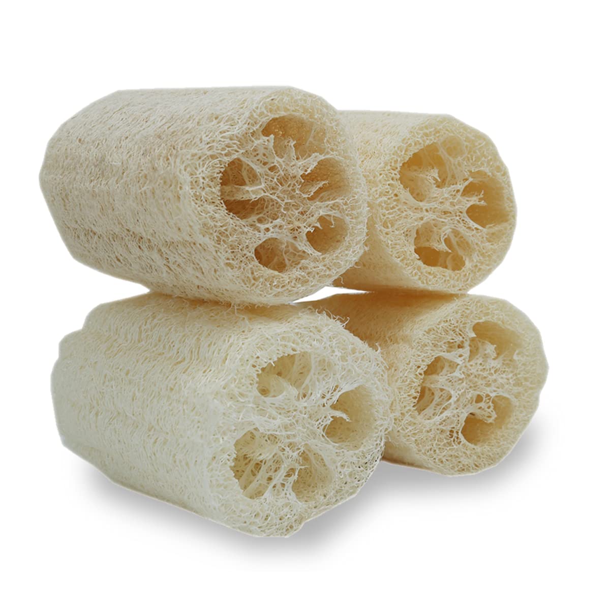 Pisdoplop 4&quot; Natural Loofah Body Sponge Scrubber - Exfoliating Bath Spa Set Of 4