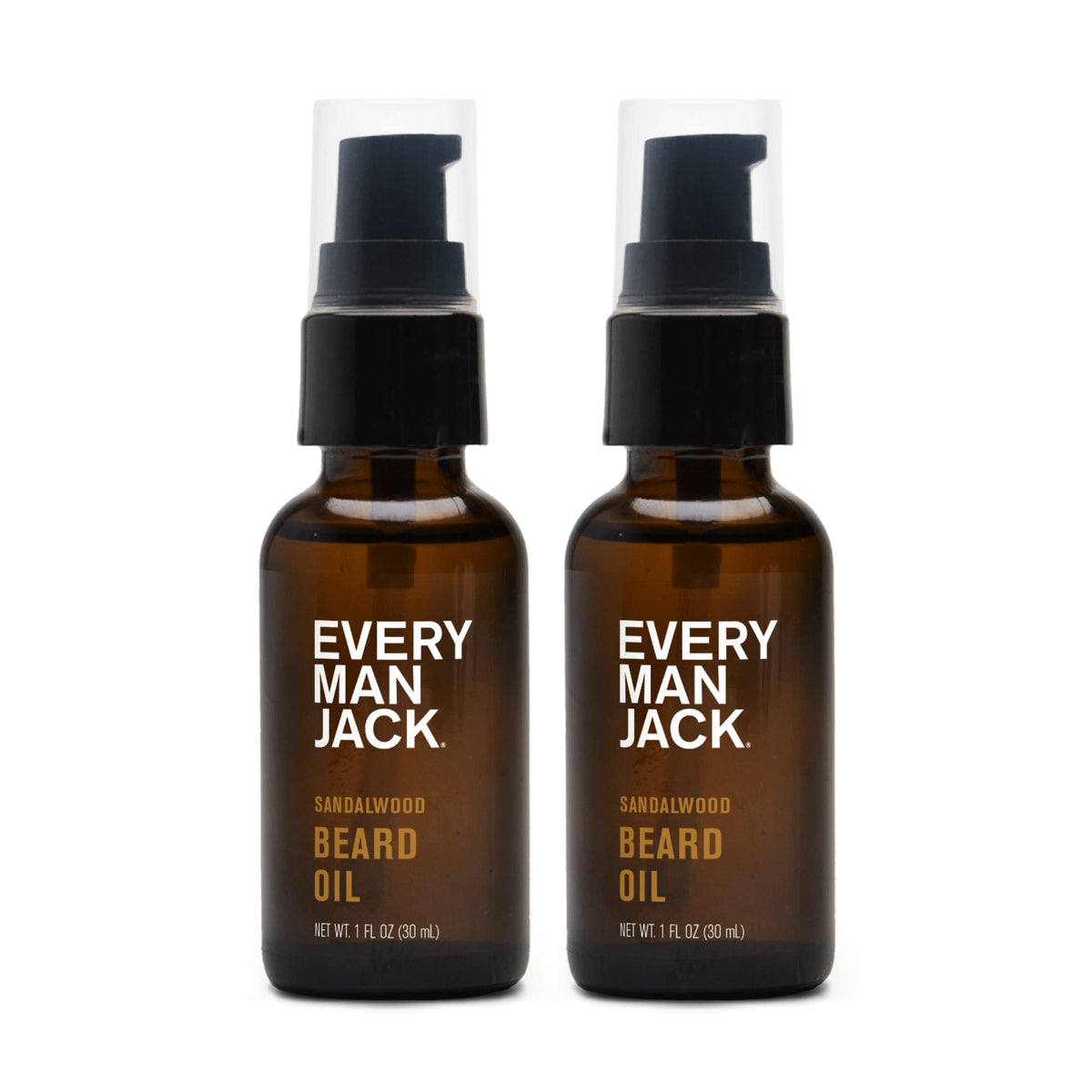 Every Man Jack Beard Oil - Subtle Sandalwood - 1 Fl Oz Twin Pack - Moisturizes & Adds Shine