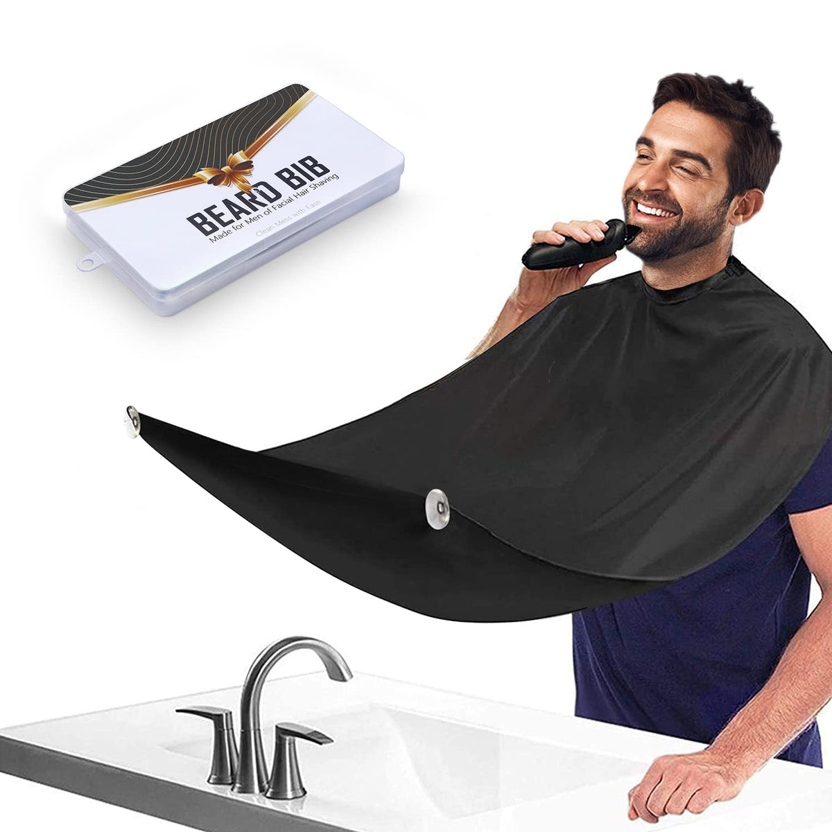 Showvigor Beard Apron Bib - Adjustable Hair Catcher For Men, Waterproof Grooming Cape, Black-1