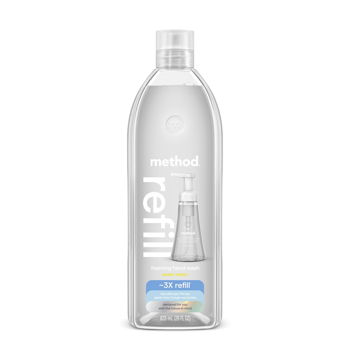 Method Foaming Hand Soap Refill, Sweet Water, 28 Oz Biodegradable, Clear Bottle