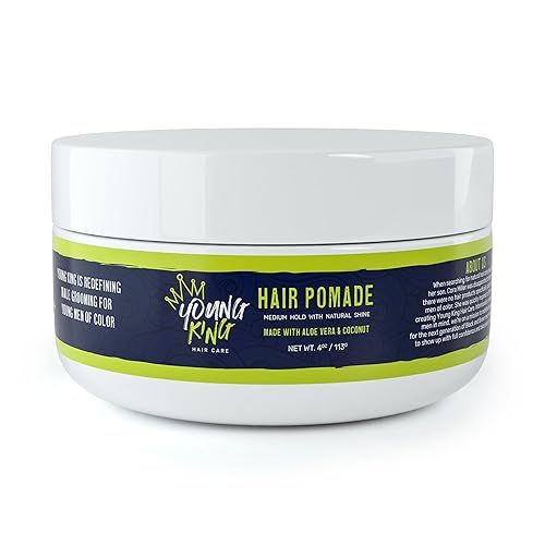 Young King Hair Care Kids Pomade 4 Oz | Tame Flyaways & Sculpt Natural Curls, Plant-Based