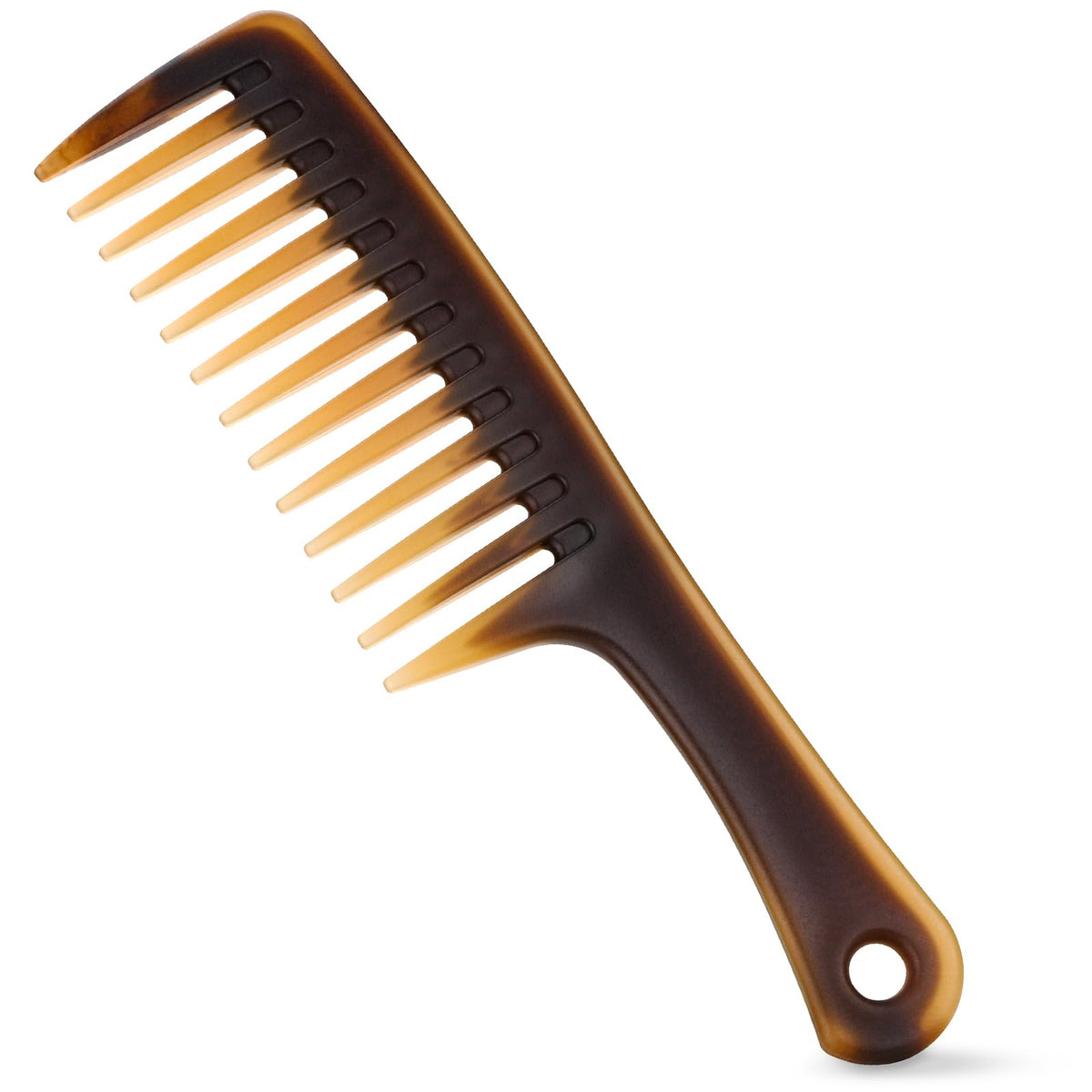 Ancable Wide Tooth Comb - Detangling for Curly, Thick, or Thin Hair - Large Brown Plastic Comb