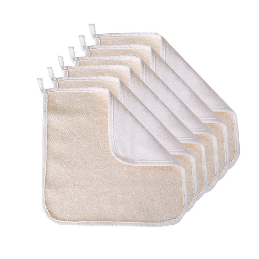 Mofuiry 6 Pack Exfoliating Soft-Weave Body Wash Cloths For Skin Care & Massage, Cream