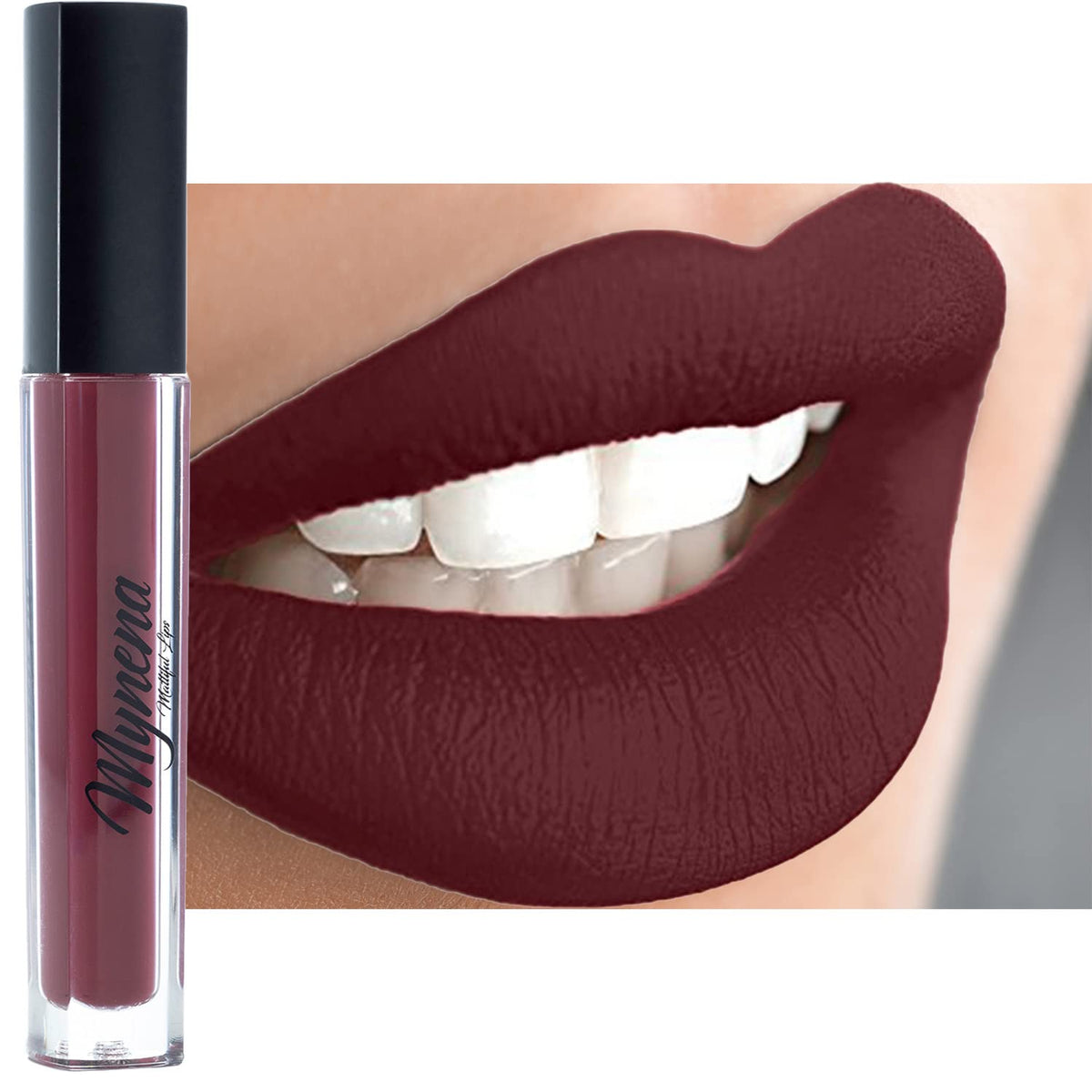 Mynena Burgundy Red Matte Liquid Lipstick | Long Lasting, Waterproof, No Smudge, Gluten-Free