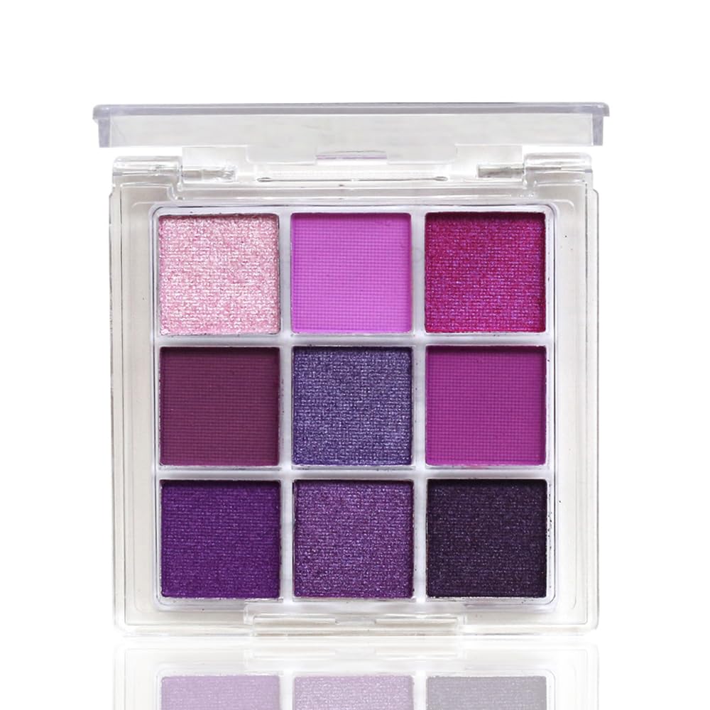 Yeweian Purple Glitter Matte Eyeshadow Palette - 9 Colors Shimmer High Pigment For Women