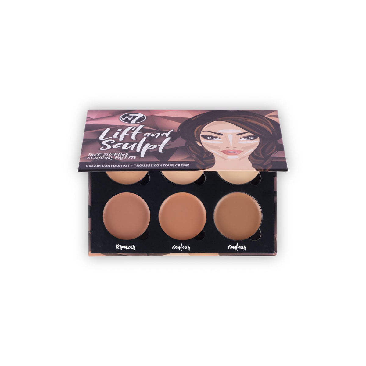 W7 Lift & Sculpt Cream Contour Kit - Bronze Makeup Palette for Concealing & Highlighting