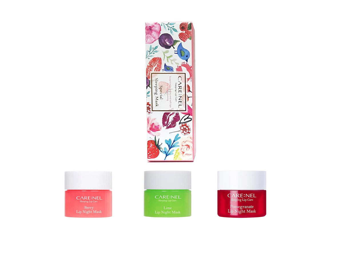 Care:Nel Lip Sleeping Mask 5G Set (Berry, Lime, Pomegranate) - Korean Beauty Overnight Care