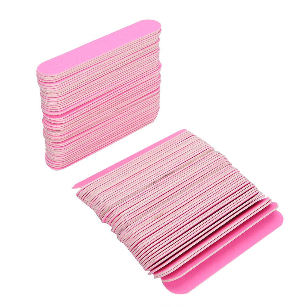 FILFEEL 100 Pack Pink Nail Files - Professional Double Sided Buffing & Polishing Tools