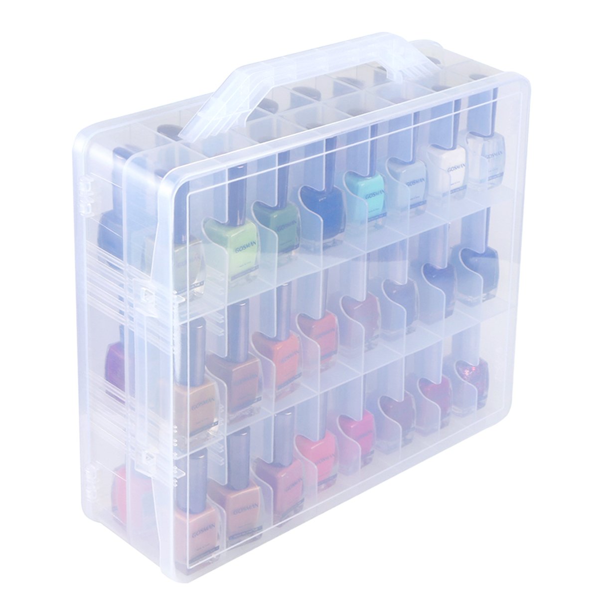 Kissbuty Nail Polish Holder Organizer for 48 Bottles, Adjustable Clear Plastic Space Saver