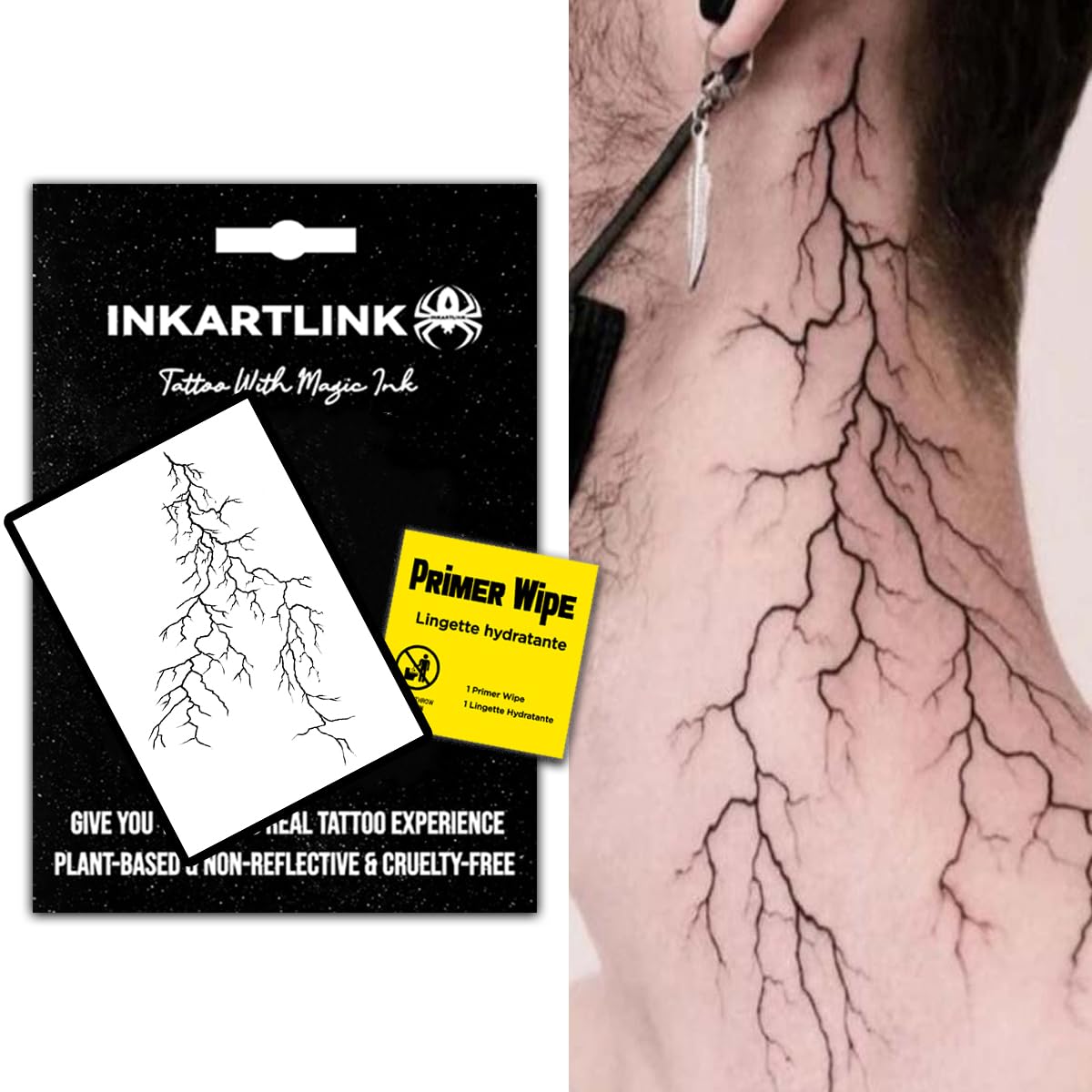 Inkartlink Semi Permanent Tattoos - Waterproof Halloween Party Tattoos, Realistic & Cruelty-Free