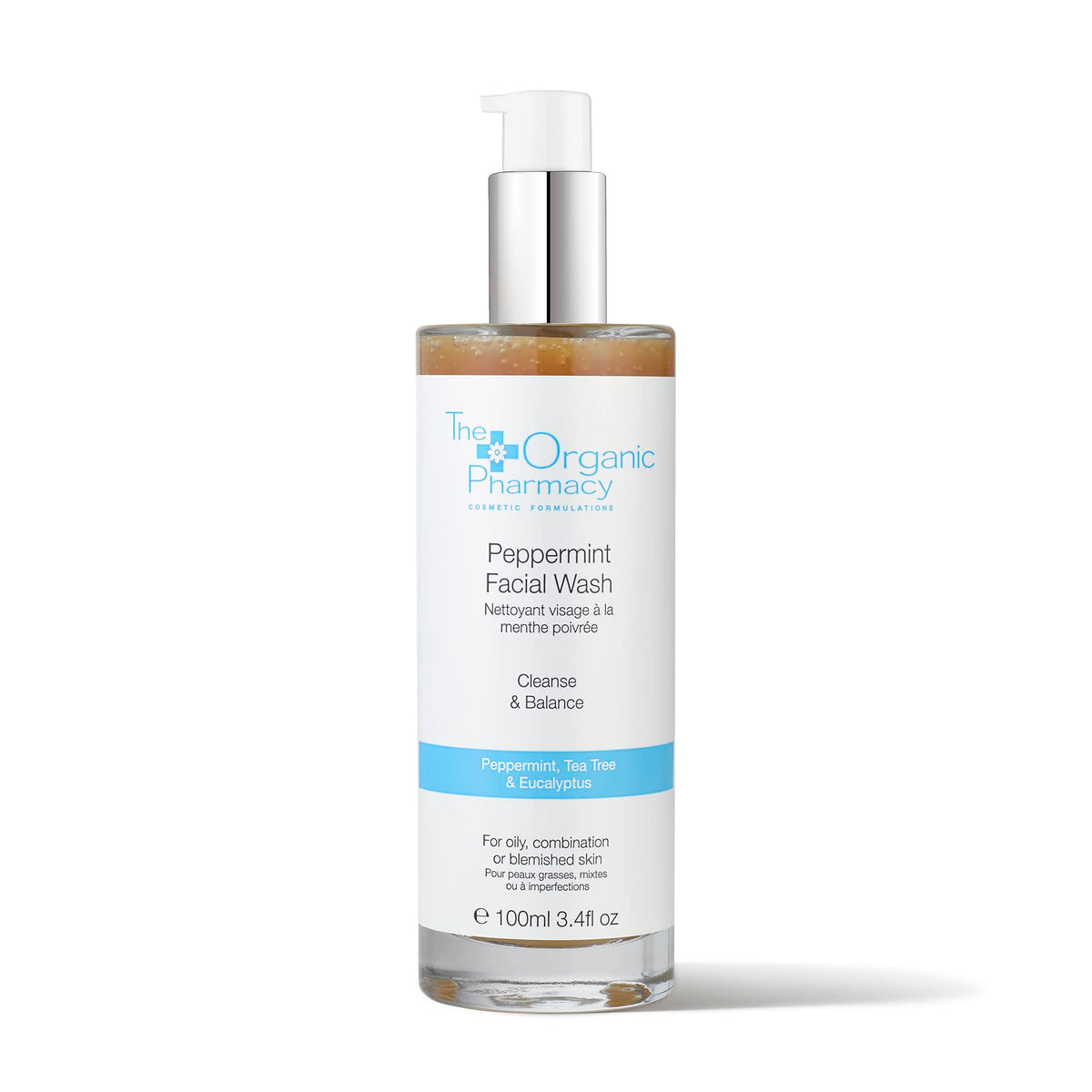 The Organic Pharmacy Peppermint Facial Wash For Oily & Blemished Skin, 3.4 Fl Oz