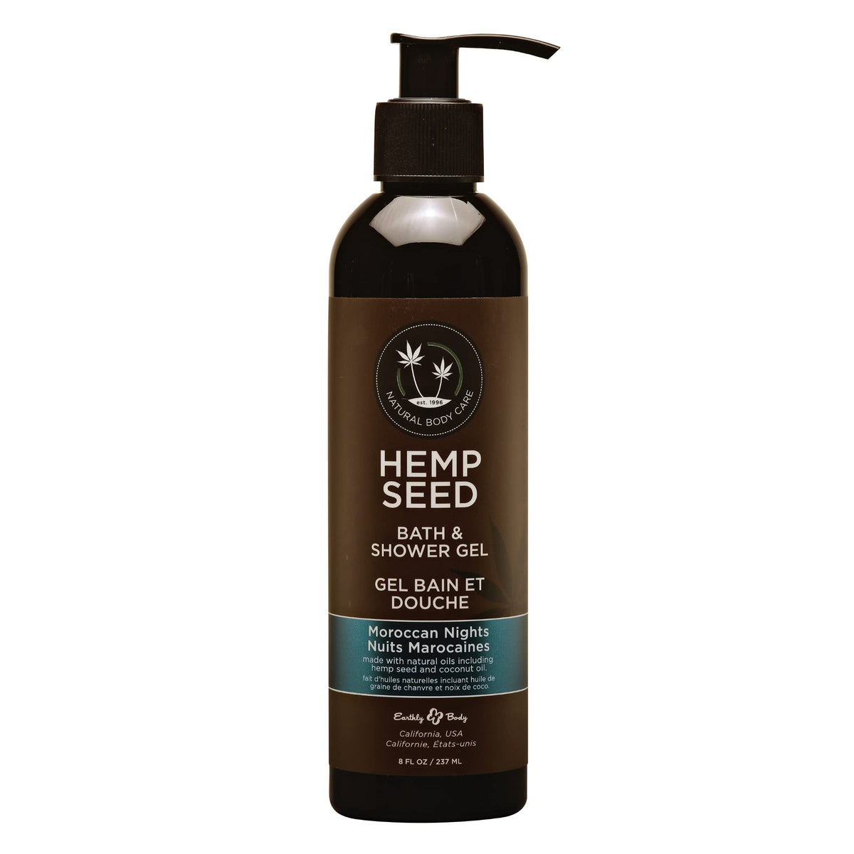 Earthly Body Hemp Seed Bath & Shower Gel, Moroccan Nights, 8 Oz, Moisturizing, Vegan, Cruelty Free