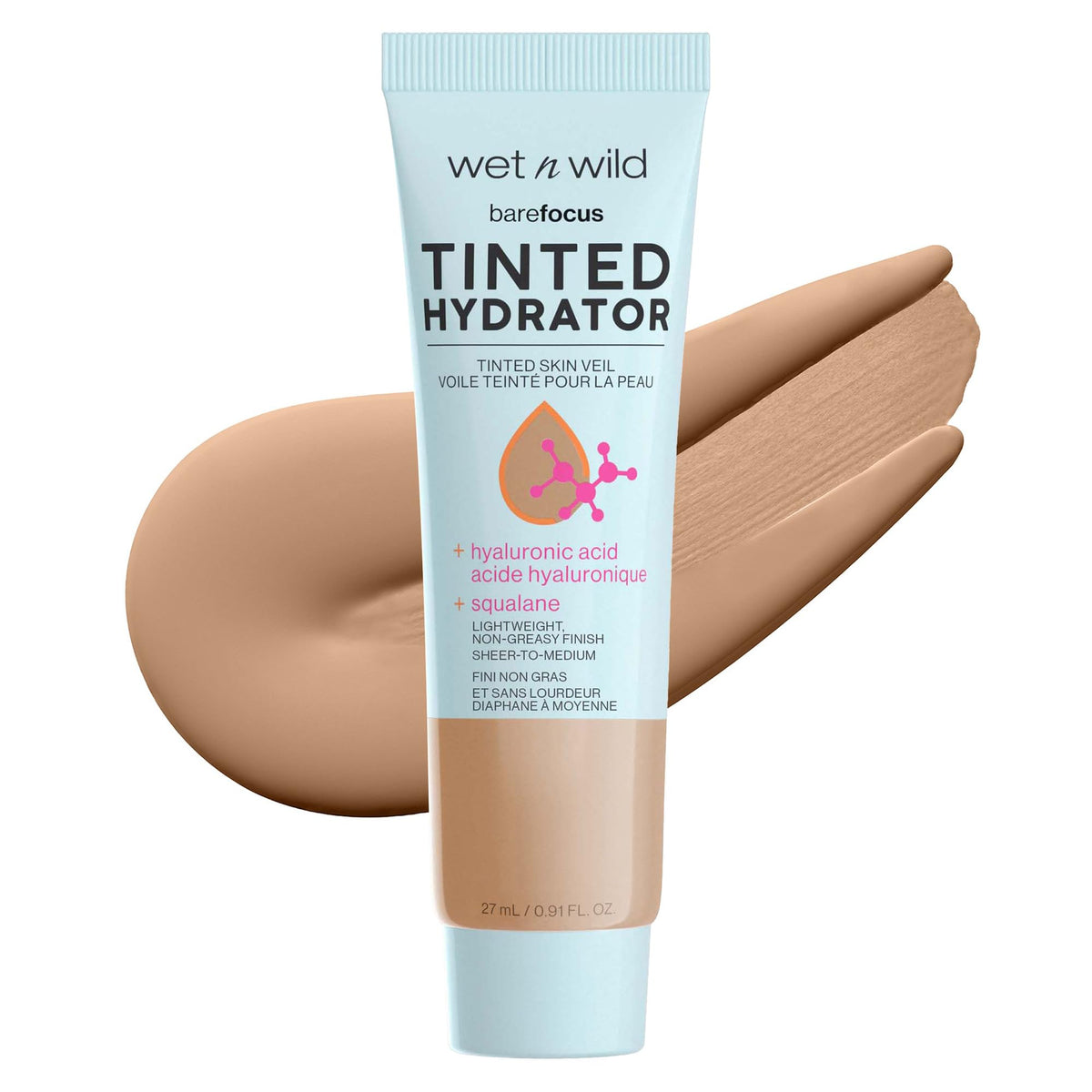 Wet N Wild Bare Focus Tinted Hydrator, Medium Tan, Oil-Free, Matte Finish, Hyaluronic Acid, 0.91