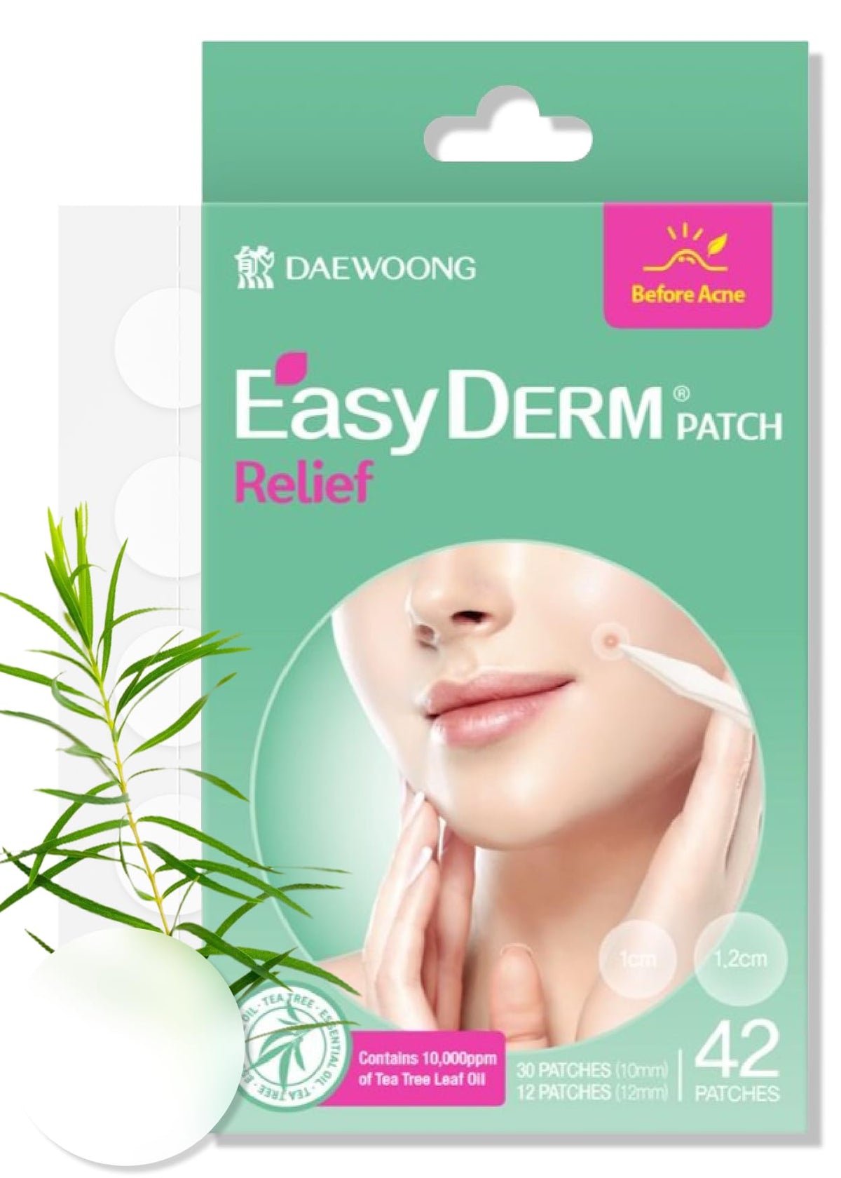 Dweasyderm Easyderm Relief Invisible Patch - 42 Count, 10,000Ppm Tea Tree Oil, Waterproof Pimple Patch