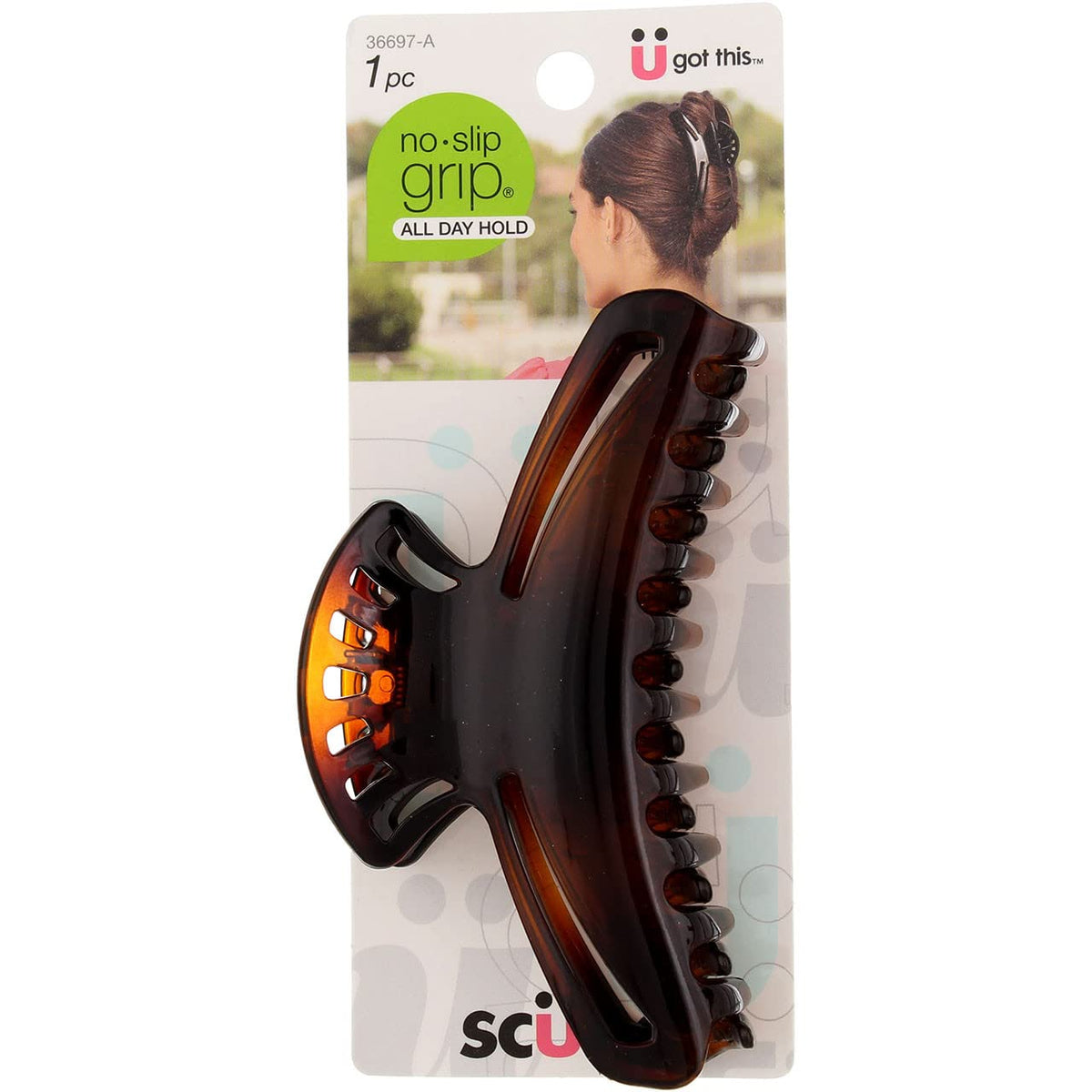 Scunci No-Slip Grip Claw Clip - Elegant Finish, 1 Count, Color May Vary By Conair