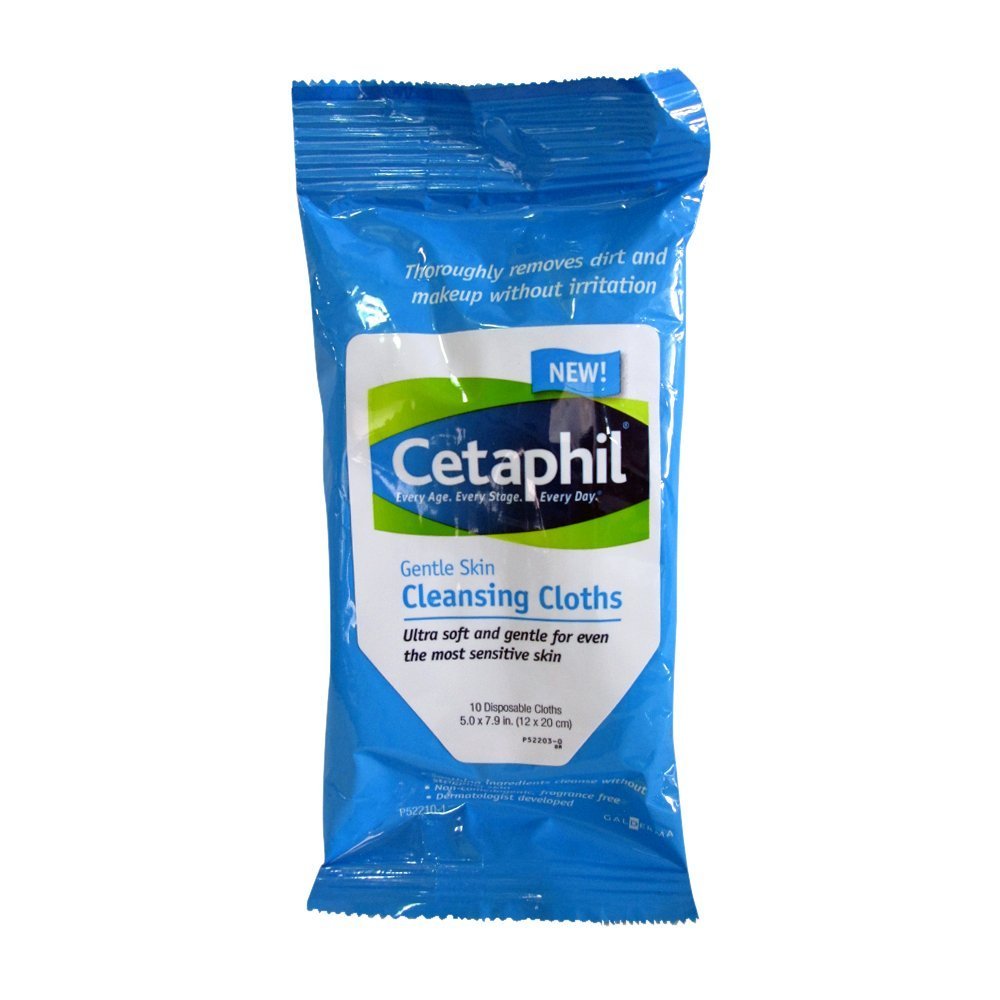 Cetaphil Skin Cleansing Cloths, 10 Count (Pack Of 4) - Gentle Viscose/Cotton Wipes