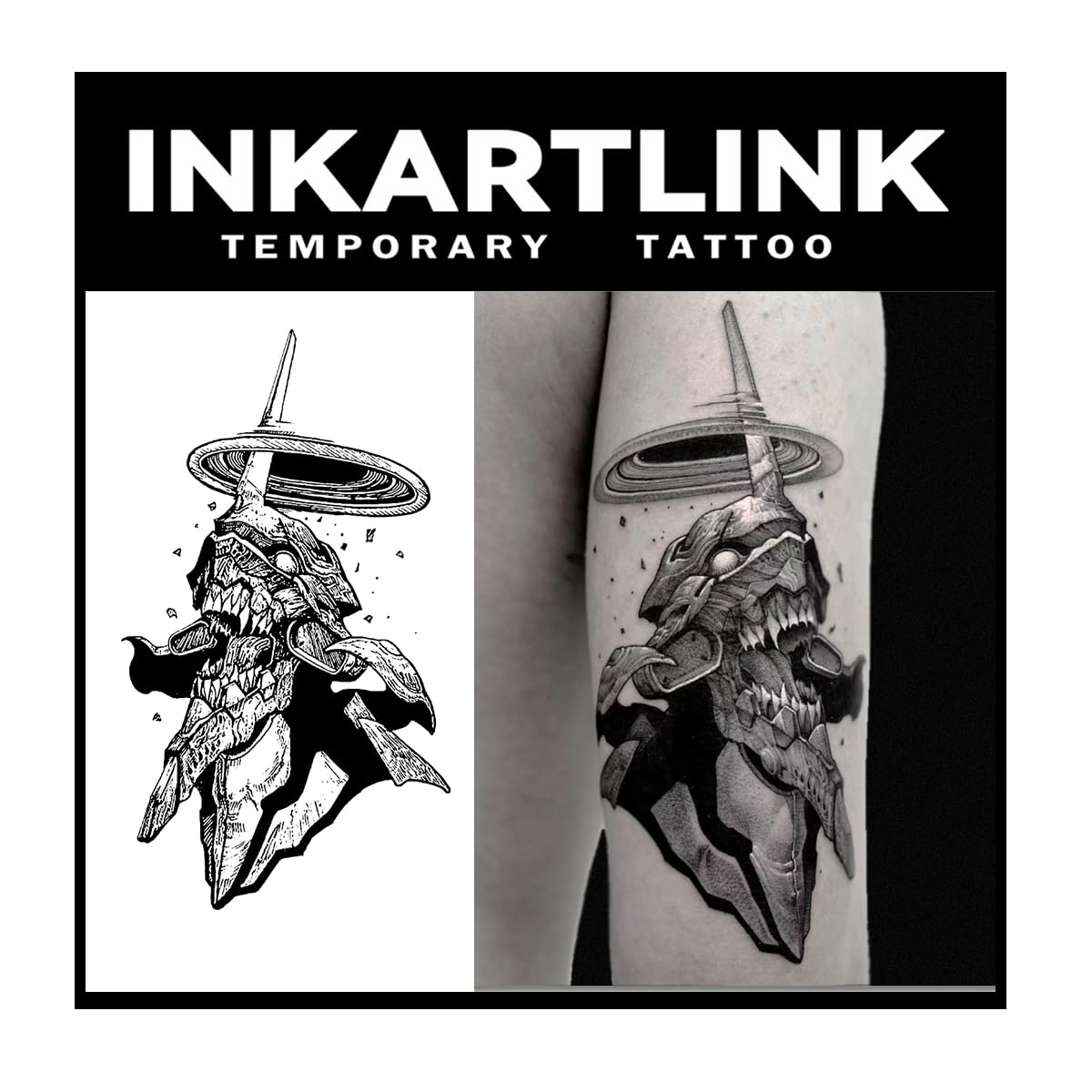 Inkartlink Large Semi-Permanent Tattoo, Waterproof Warrior Design, Lasts 1-2 Weeks