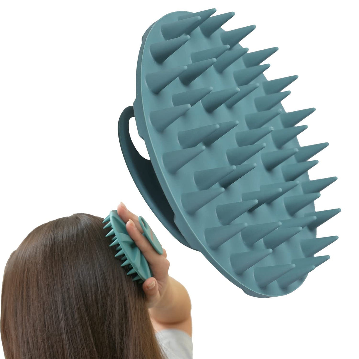 Innerneed Scalp Massager Brush - Soft Silicone Hair Scrubber For Growth & Dandruff, Dark Green