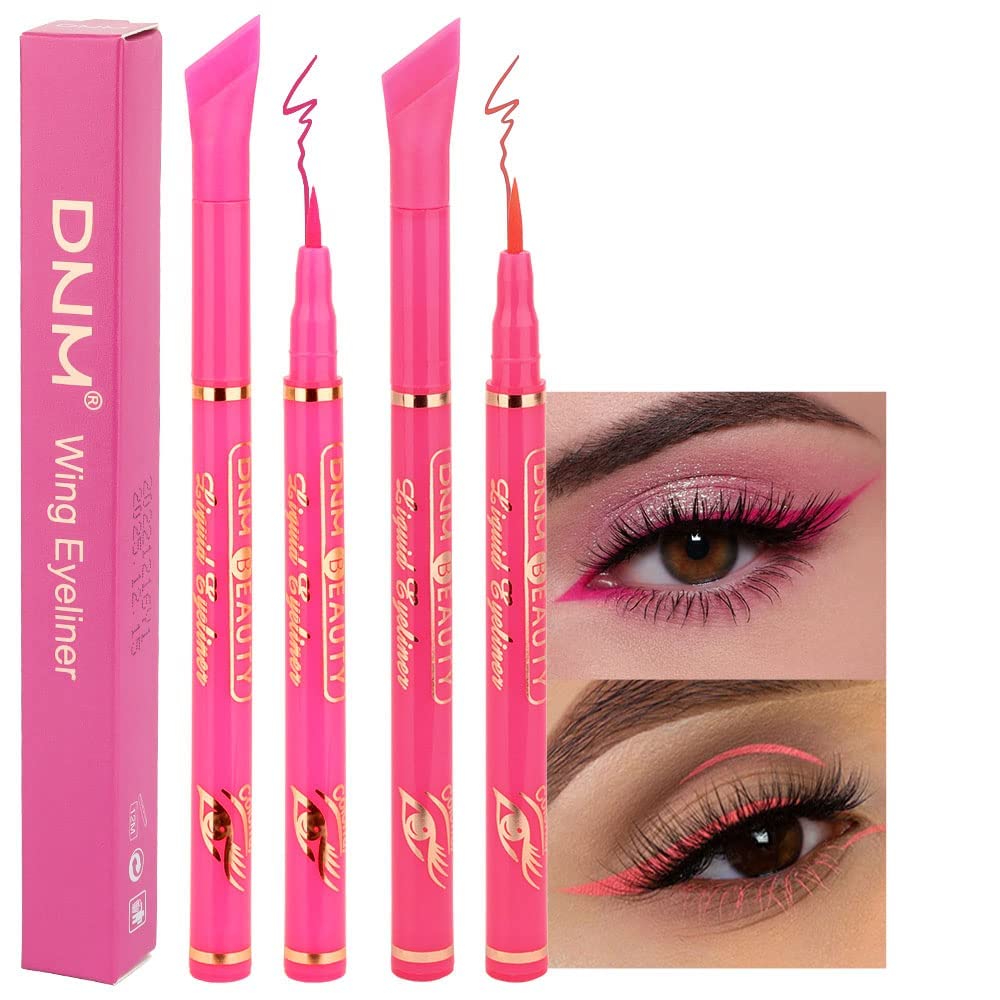 Evpct Pink Coral Liquid Wing Eyeliner Stamp - 2 Pcs Waterproof Eye Pencil Makeup Set