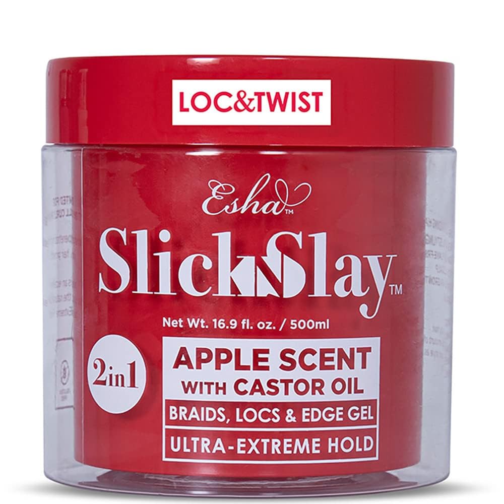 Esha Slick N Slay 3-in-1 Braiding Gel, Ultra Extreme Hold, Hydrating, 17 Oz, Apple S