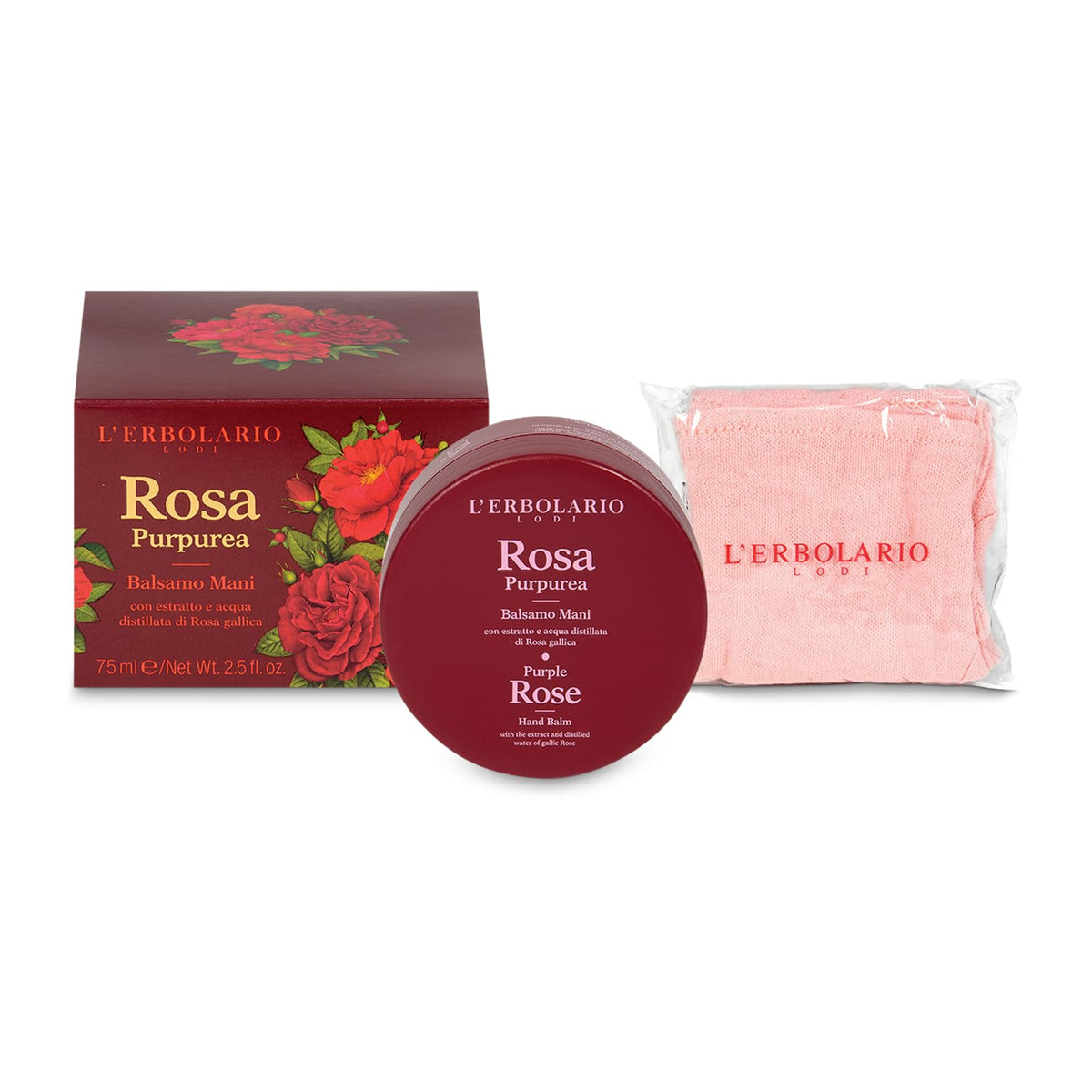 LErbolario Hand Balm  Purple Rose  25 oz  Hand Lotion  With Gallic Rose  With Shea Butter  Moisturizing and Nourishing  Cr