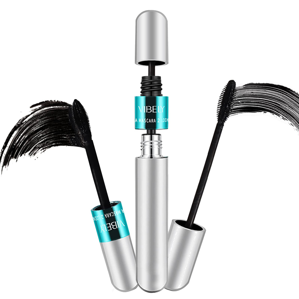 Fupah 2 In 1 Vibely Mascara - 5X Longer, Waterproof, Dual Brushes For Lengthening & Thickening