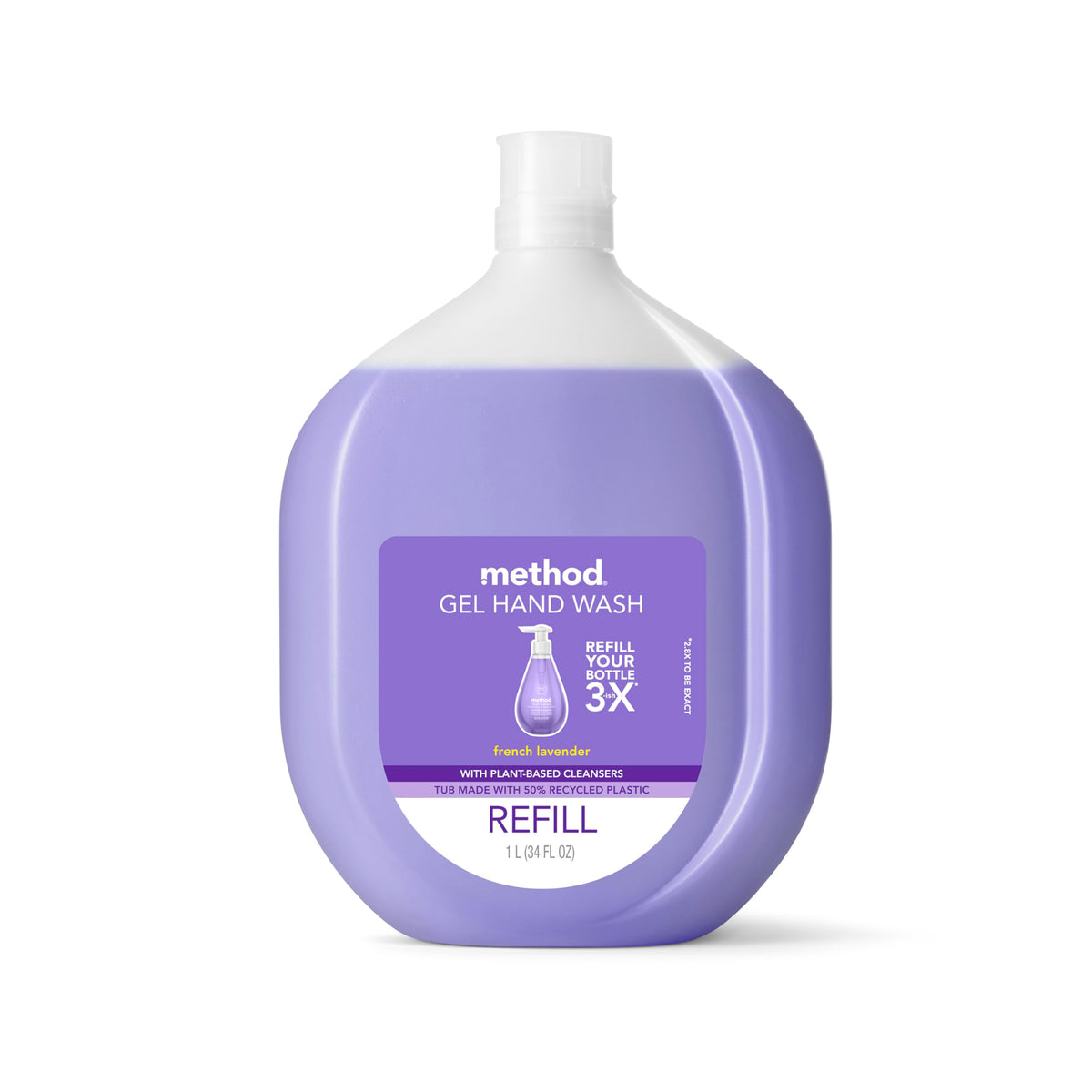 Method Gel Hand Soap Refill, French Lavender, 34 Fl Oz, Biodegradable & Recyclable