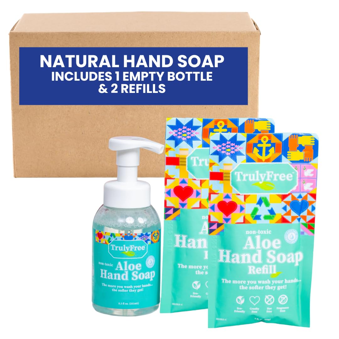 Truly Free Aloe Hand Soap - 10X Concentrated, Unscented, Non-Drying, 2 Refill Pouches,