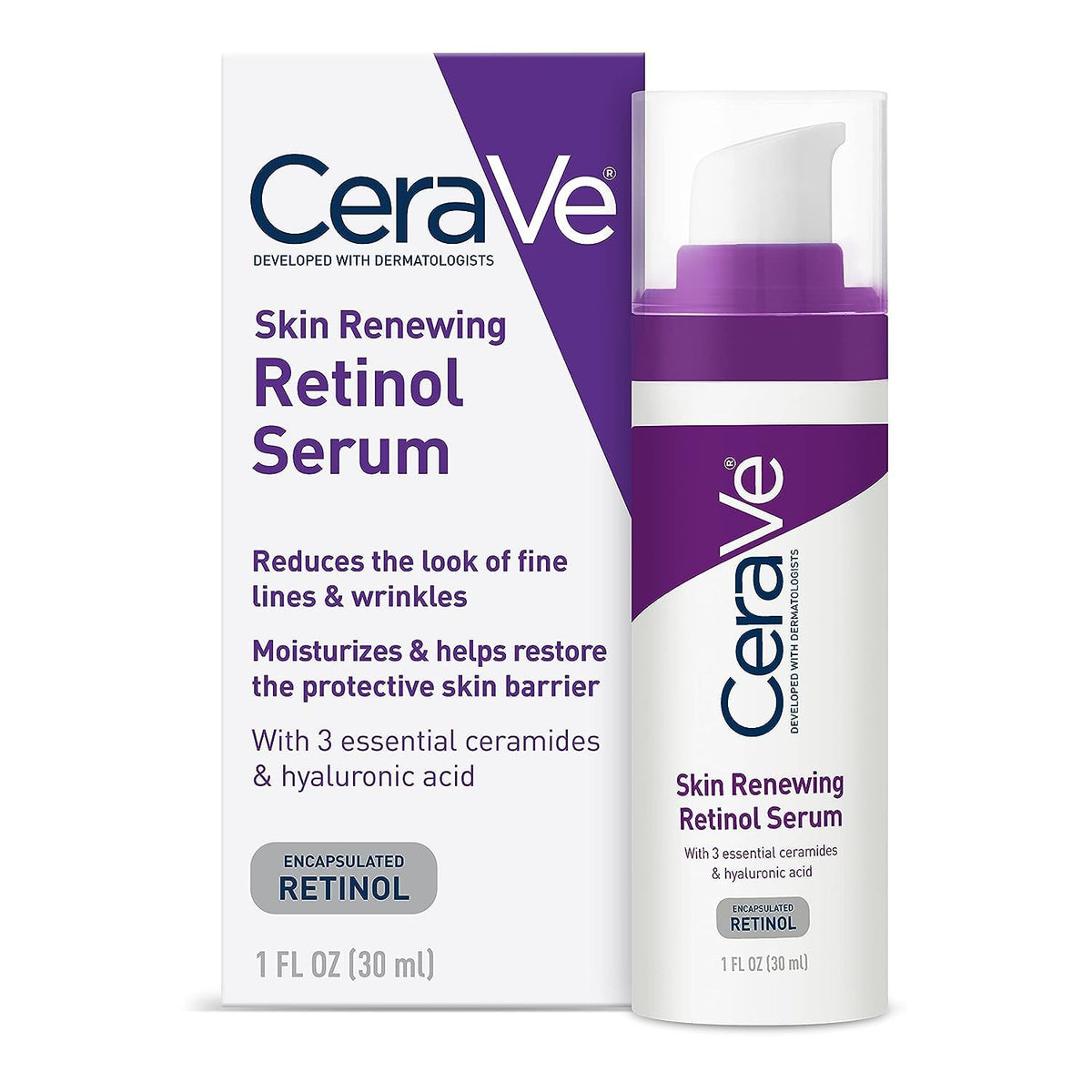 Cerave Anti Aging Retinol Serum With Hyaluronic Acid & Niacinamide, Fragrance Free, 1 Oz