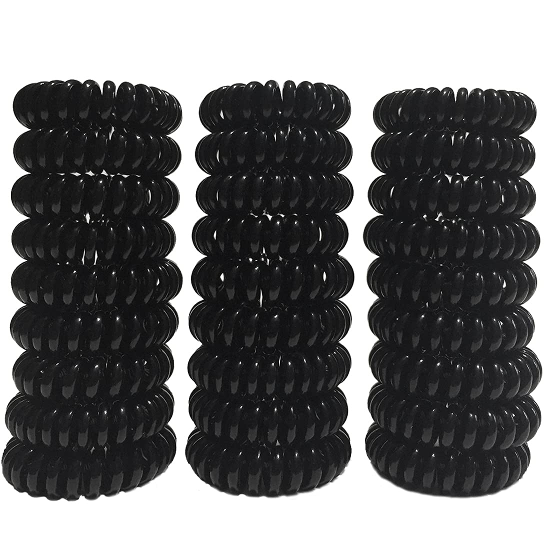 Rn Beauty 27 Pcs Spiral Hair Ties, Waterproof, Traceless, For Thick & Curly Hair, Black