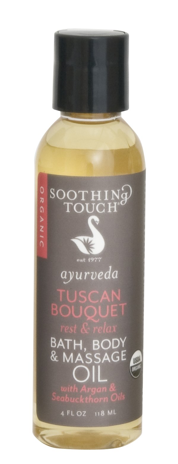 Soothing Touch Tuscan Bouquet Organic Bath & Massage Oil, 4 Fl Oz - Relaxing Aromatherapy