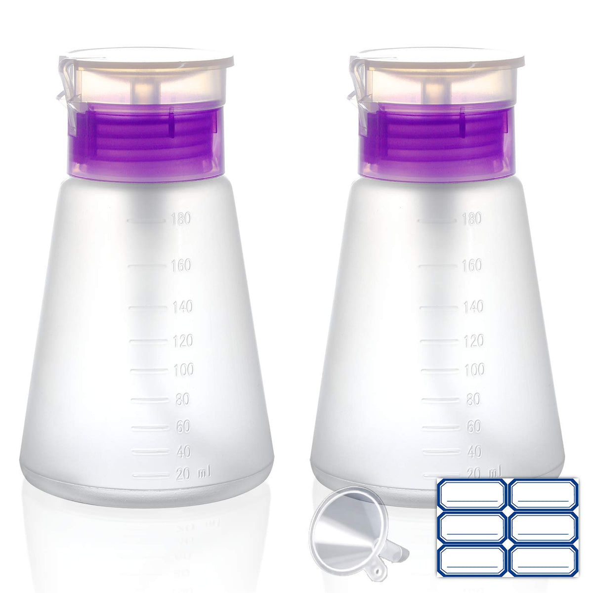 Xilazab 2Pack Lockable Acetone Pump Dispenser Bottle - 180Ml Nail Polish Remover, Purple