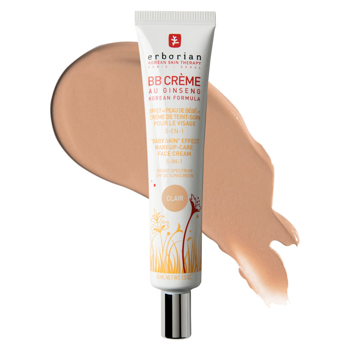 Erborian Bb Cream With Ginseng, Fair - Spf 20, Buildable Coverage, Matte Finish, 1.5 Oz