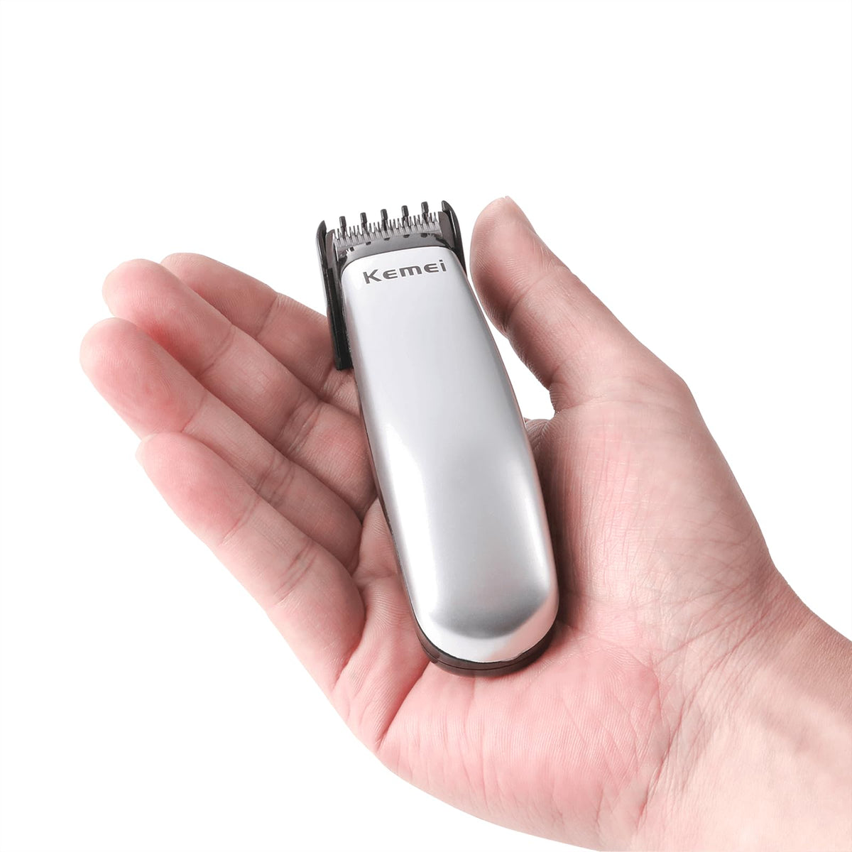 Kemei Mini Hair Trimmer - Portable Cordless Clipper For Men & Women, Battery-Powered, Silver