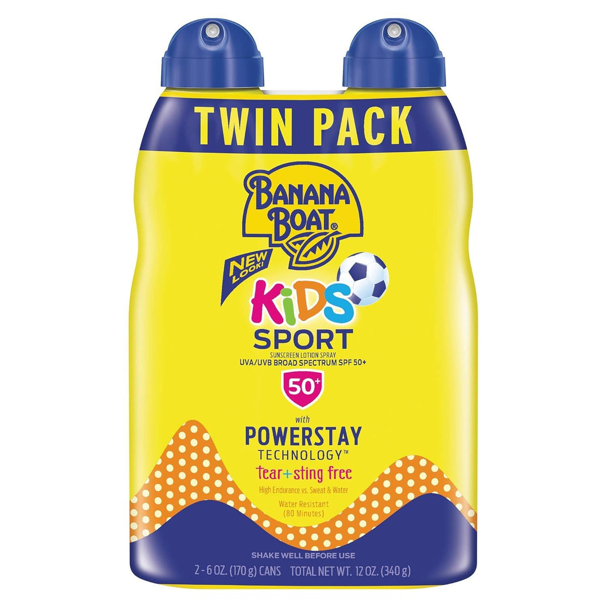 Banana Boat Kids Sport Sunscreen Spray Spf 50 Twin Pack - Oxybenzone Free, 6Oz Each