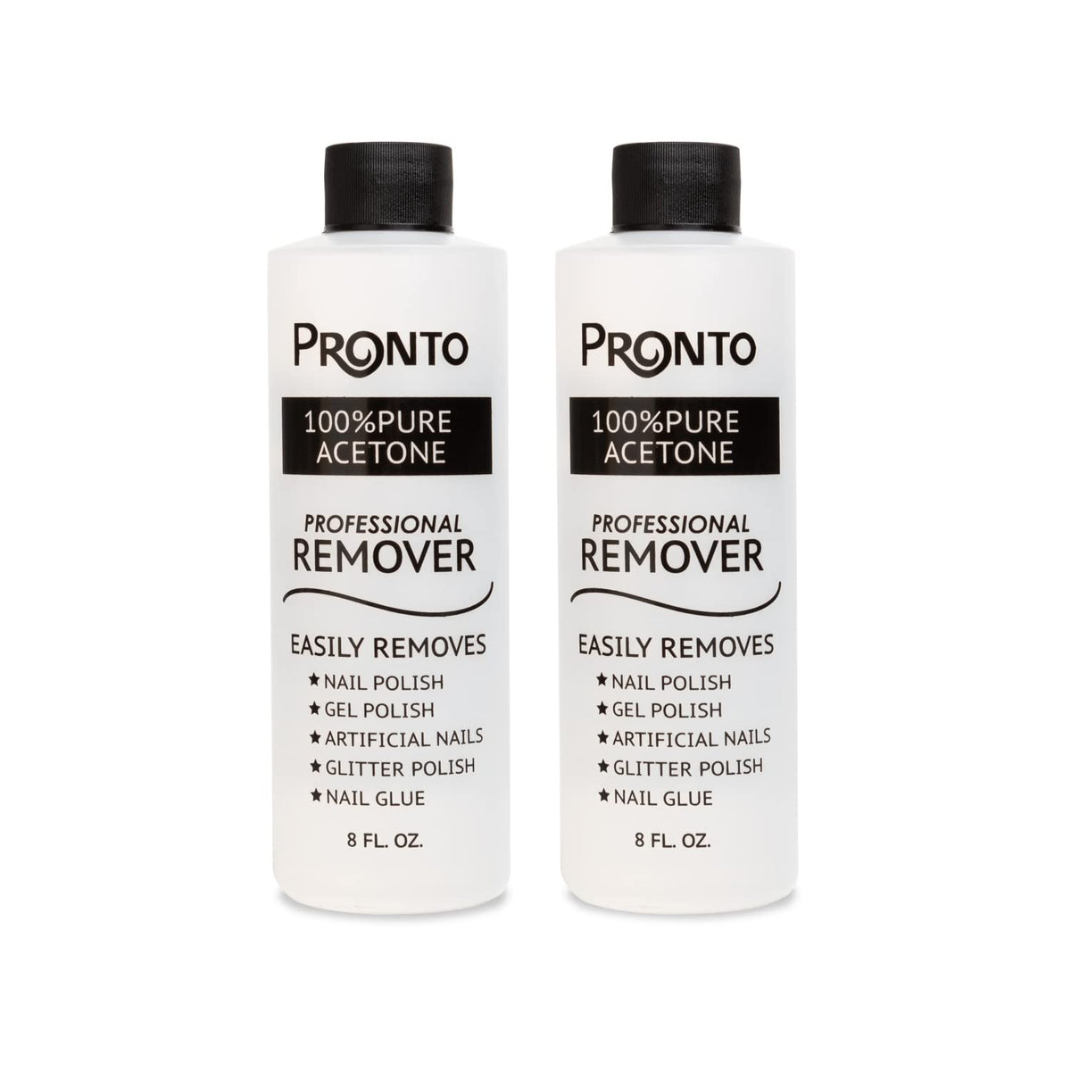 Pronto 100% Acetone Gel Nail Polish Remover - 8 Fl Oz (Pack of 2) for Nails, Glue