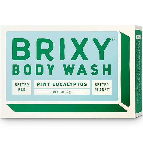 Brixy Soap-Free Moisturizing Body Wash Bar With Shea Butter & Niacinamide, 4Oz Mint Eucalyptus