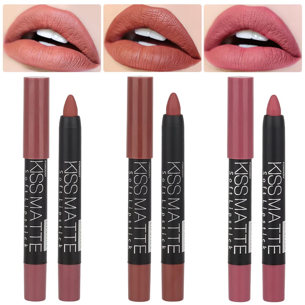 Bingbrush Longwear Lipstick Set - Matte Velvet Lip Crayon, 3 Colors, Waterproof Lip Stain