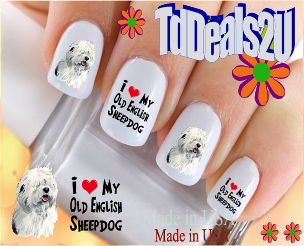 Old English Sheepdog Nail Decals By Hipzysticky - Premium Waterslide Nail Art, Made In Usa