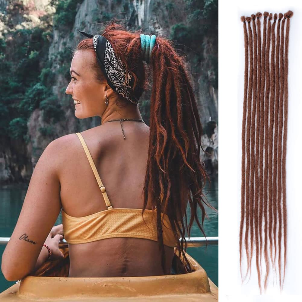 Kraler 22&quot; Medium Auburn Synthetic Dreadlocks Extensions - 10 Strands Crochet Braided Hair