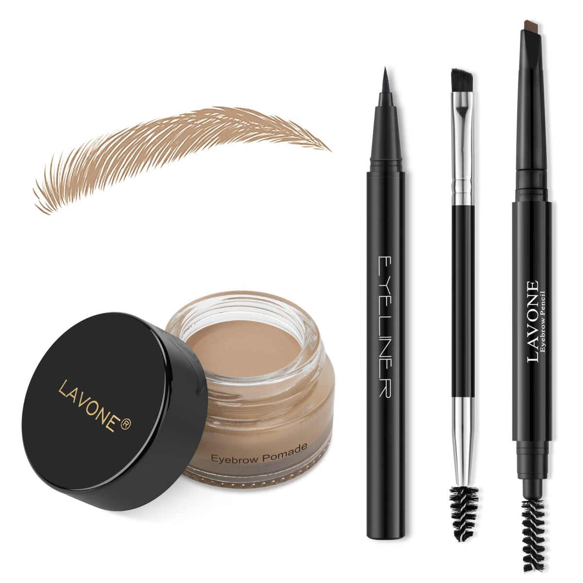 Lavone Eyebrow Stamp Pencil Kit - Waterproof Brow Stamp, Pencil, Pomade & Brush - Blonde