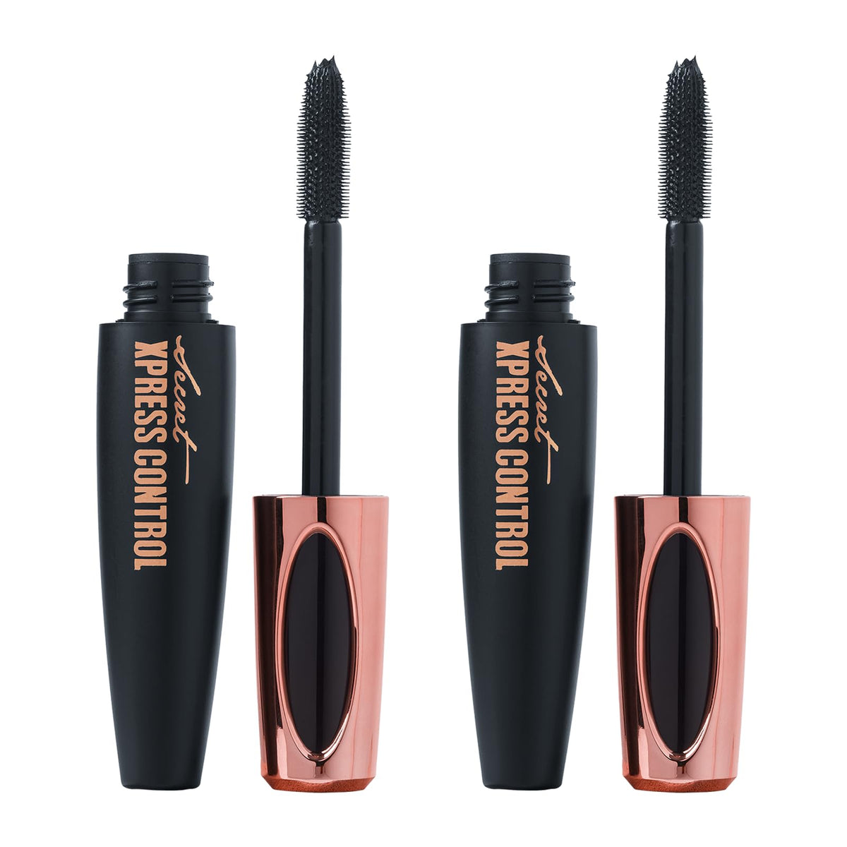 Secret Xpress Control 4D Silk Fiber Lash Mascara - Waterproof, Lengthening, 2-Pack, Black