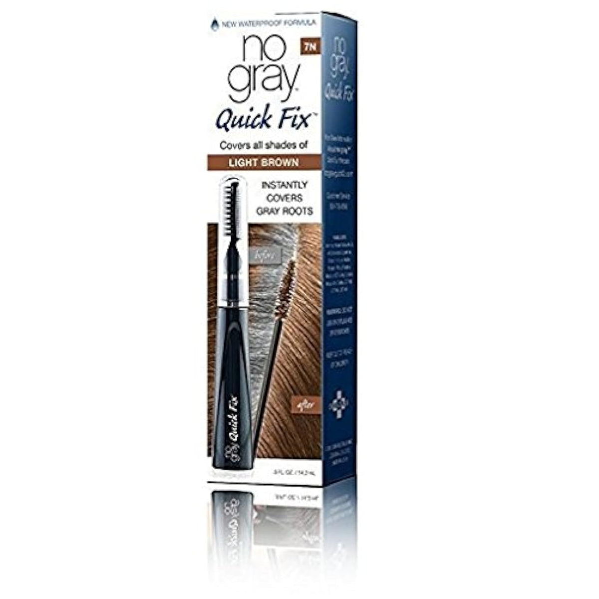 No Gray Light Brown Quick Fix - Instantly Hide Gray Roots, Easy 3 Comb Applicator, Travel Friendly