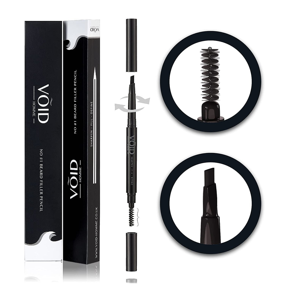 Void Homme Beard Filler Pencil - Dark Brown, Waterproof & Smudge-Proof For Natural Fullness