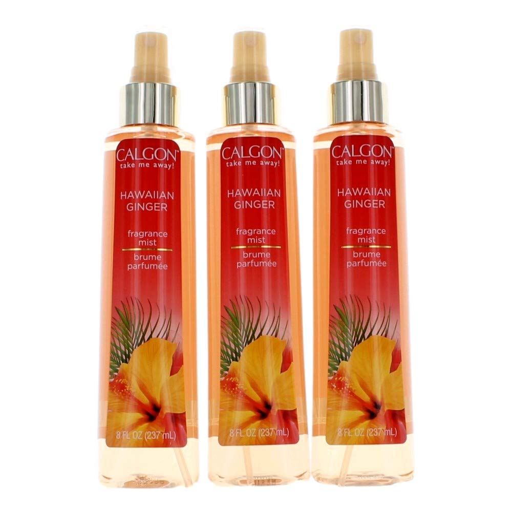 Tremendous Calgon Hawaiian Ginger Fragrance Mist for Women, 3 Pack of 8 oz - Refreshing Aromatic Spray