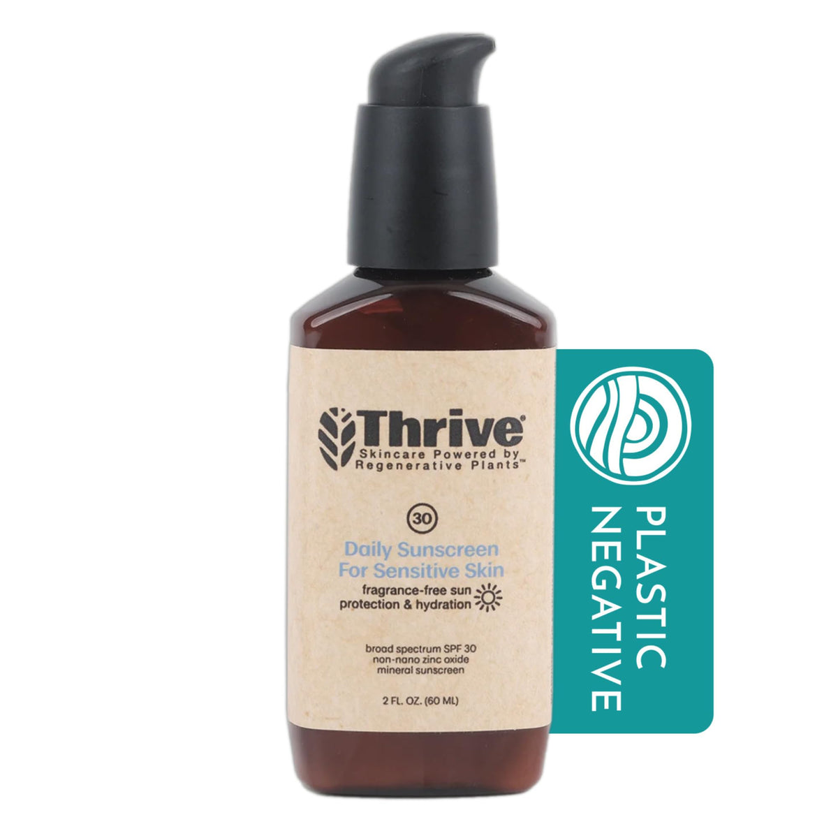 Thrive Natural Care Mineral Face Sunscreen Spf 30 - Moisturizing, Unscented, Vegan, 2Oz