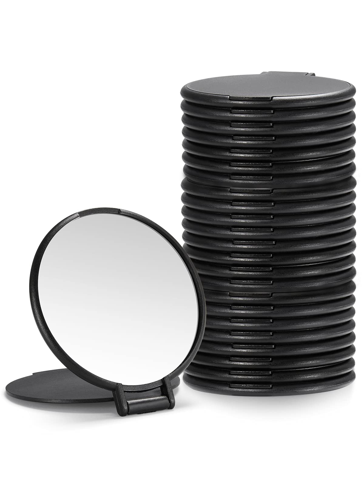 Getinbulk Compact Mirror Set Of 24 - Round Black Makeup Mirrors For Purse